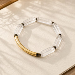 Square White Crystal Copper Luck Healing Bracelet featuring Clear Quartz / White Crystal, Copper