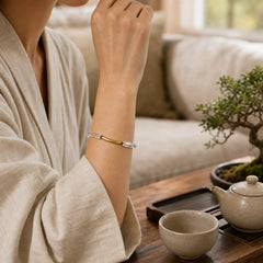 Square White Crystal Copper Luck Healing Bracelet featuring Clear Quartz / White Crystal, Copper