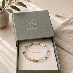 Square White Crystal Copper Luck Healing Bracelet featuring Clear Quartz / White Crystal, Copper