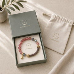 Strawberry Quartz Labradorite Fluorite Pearl Cuff Half Bracelet Bangle featuring Strawberry Quartz, Labradorite, Fluorite