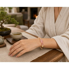 Strawberry Quartz Pixiu Rutilated Quartz Beads Healing Bracelet featuring Strawberry Quartz, Pixiu, Rutilated Quartz