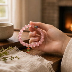 Strawberry Quartz Positive Ruyi Charm Bracelet featuring Strawberry Quartz