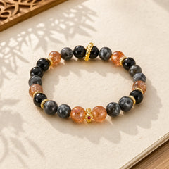 Sun Stone Lava Rock Positive Bracelet featuring Sun Stone, Lava Rock