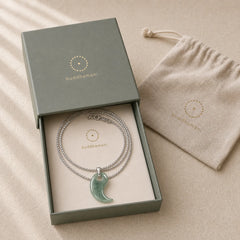 Teardrop Design Jade Titanium Steel Chain Necklace Luck Pendant featuring Jade, Titanium Steel, Silver