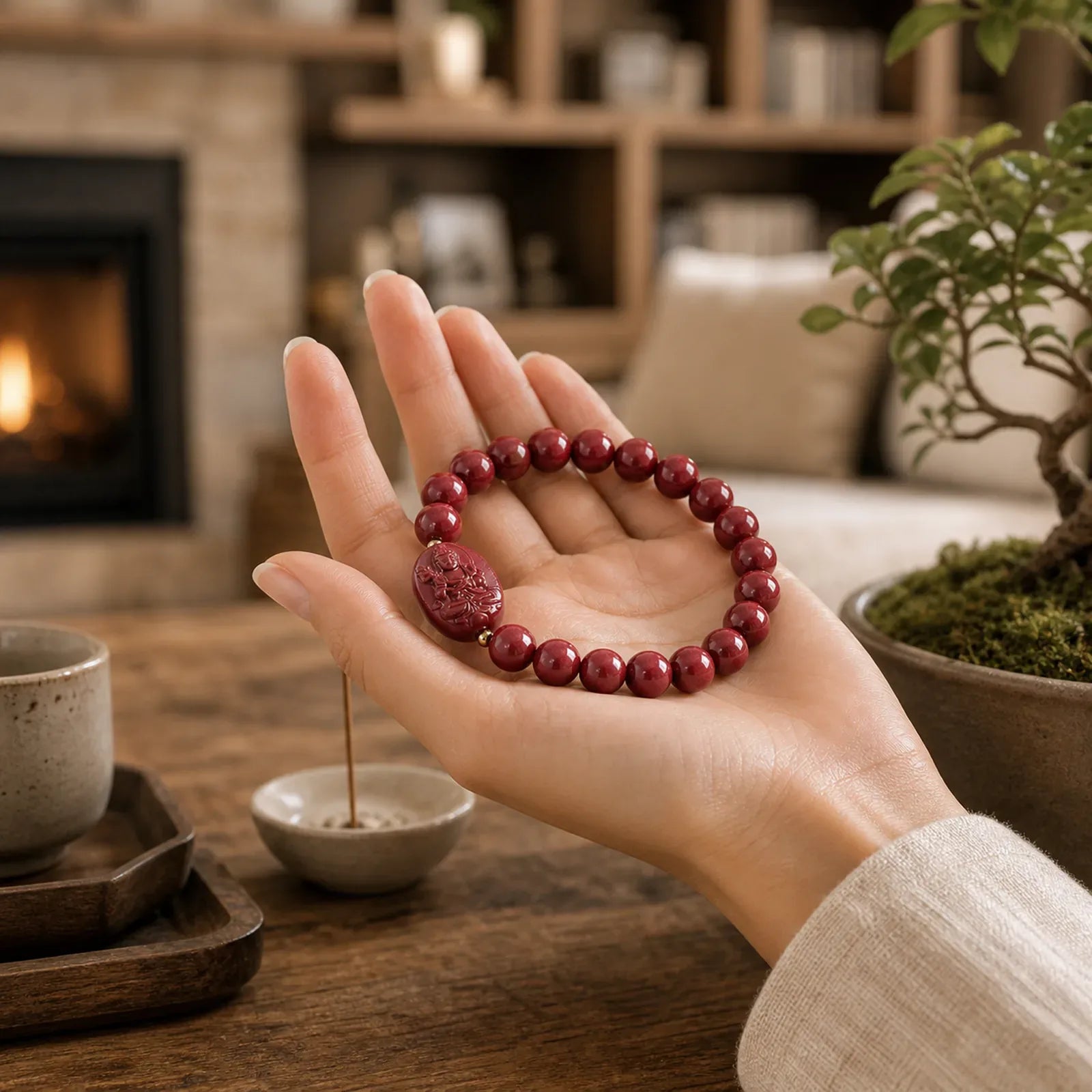 The Chinese Zodiac Natal Buddha Cinnabar Blessing Bracelet featuring Cinnabar, Dragon, Horse