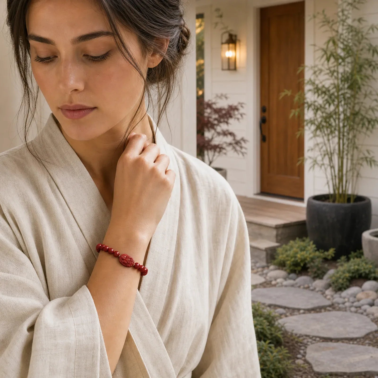 The Chinese Zodiac Natal Buddha Cinnabar Blessing Bracelet featuring Cinnabar, Dragon, Horse