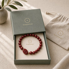 The Chinese Zodiac Natal Buddha Cinnabar Blessing Bracelet featuring Cinnabar, Dragon, Horse