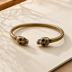 The Lord Of The Corpse Forest Copper Brass Double Skull Keep Away Evil Spirits Cuff Bracelet Bangle featuring The Lord of the Corpse Forest, Copper