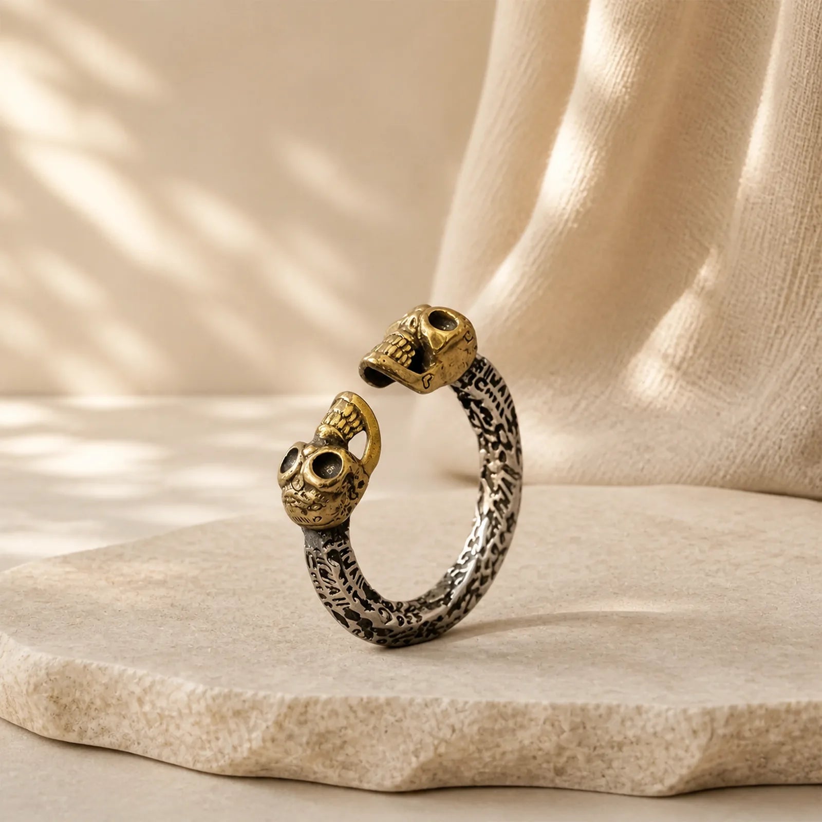 The Lord Of The Corpse Forest Copper Double Skull Keep Away Evil Spirits Ring featuring The Lord of the Corpse Forest, Copper, Silver