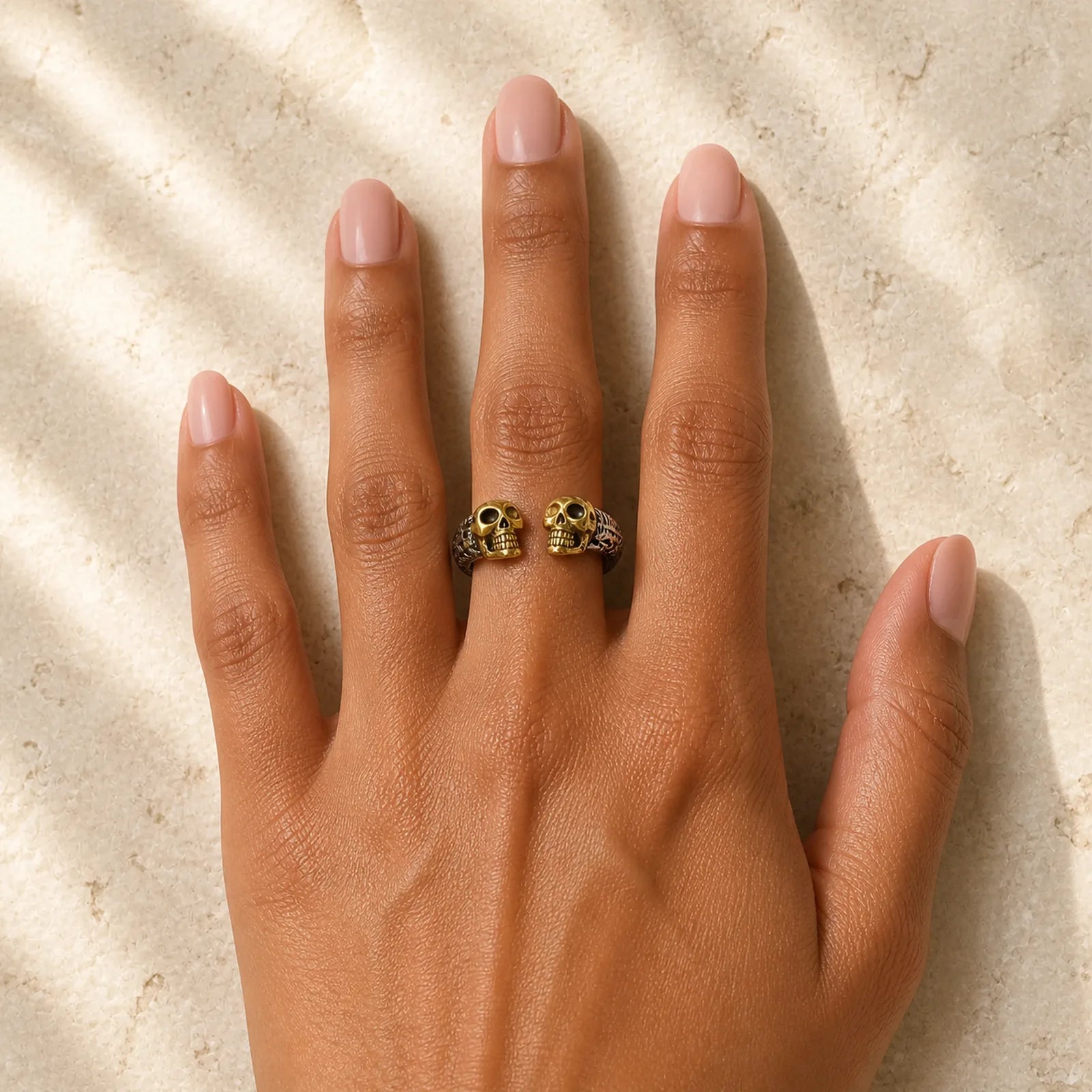 The Lord Of The Corpse Forest Copper Double Skull Keep Away Evil Spirits Ring featuring The Lord of the Corpse Forest, Copper, Silver