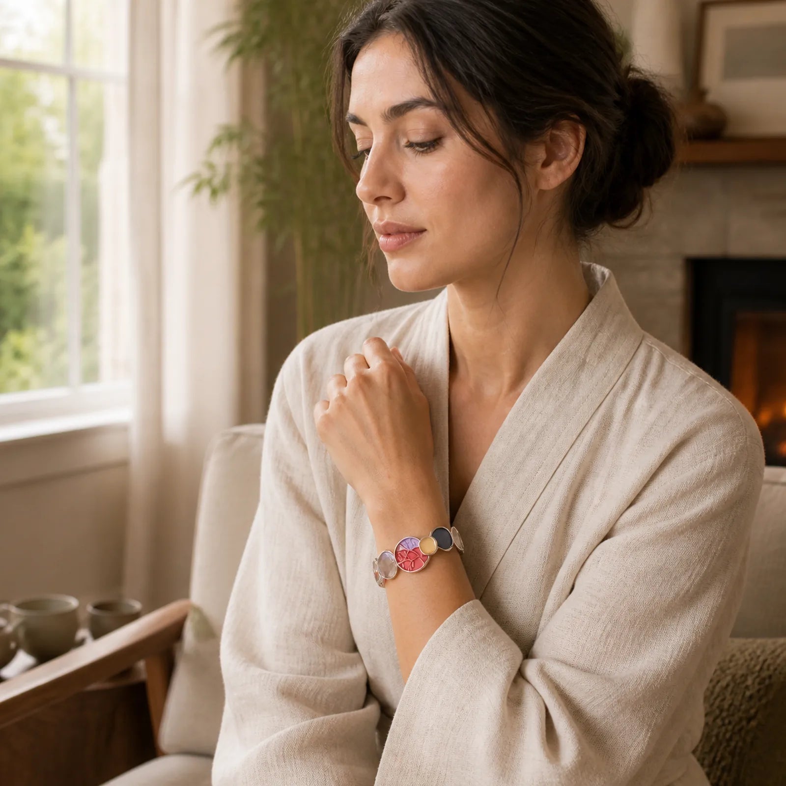 The Tree Of Life Round Pattern Unity Alloy Elastic Bracelet Bangle featuring The Tree of Life