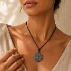 The Tree of Life Carving Pattern Authentic Shungite Stone Protection Necklace Pendant featuring The Tree of Life, Shungite Stone (Graphite Stone), Pyrite