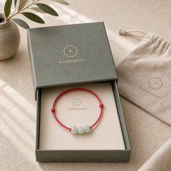 Three Beads Jade Luck String Weave Bracelet featuring Jade, Red String