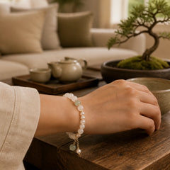 Tianshan Jade Pearl Abundance Bracelet featuring Jade, Pearl, Quartzite