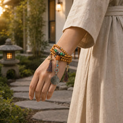 Tibet 108 Mala Beads Bodhi Seed Bagua Vajra Wealth Bracelet featuring Bodhi Seed, Bagua, Vajra