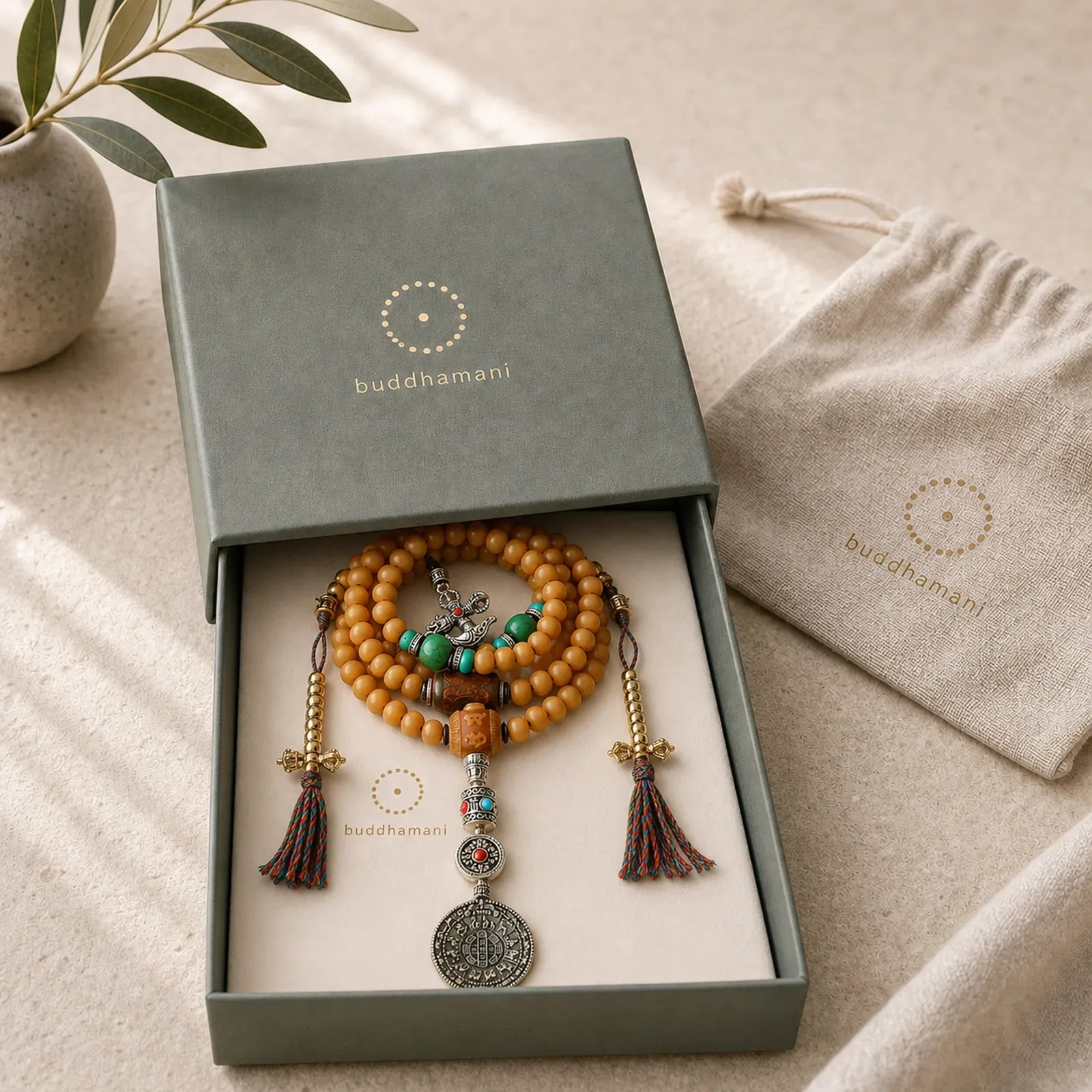 Tibet 108 Mala Beads Bodhi Seed Bagua Vajra Wealth Bracelet featuring Bodhi Seed, Bagua, Vajra