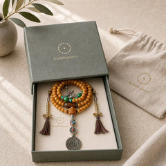 Tibet 108 Mala Beads Bodhi Seed Bagua Vajra Wealth Bracelet featuring Bodhi Seed, Bagua, Vajra