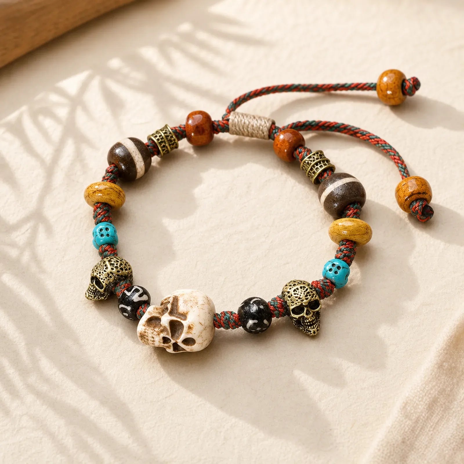 Tibet Bone Beads Coconut Shell The Lord of the Corpse Forest Happiness Bracelet featuring Coconut Shell, The Lord of the Corpse Forest, Copper
