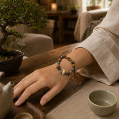 Tibet Bone Beads Coconut Shell The Lord of the Corpse Forest Happiness Bracelet featuring Coconut Shell, The Lord of the Corpse Forest, Copper