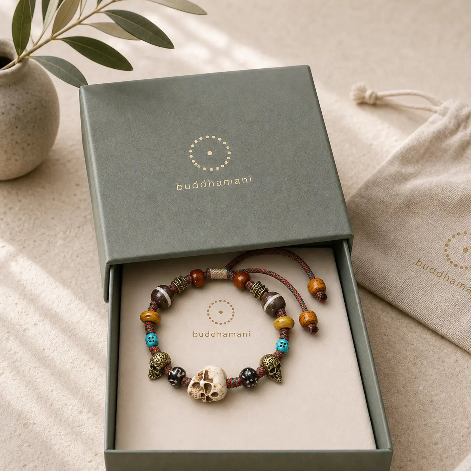 Tibet Bone Beads Coconut Shell The Lord of the Corpse Forest Happiness Bracelet featuring Coconut Shell, The Lord of the Corpse Forest, Copper