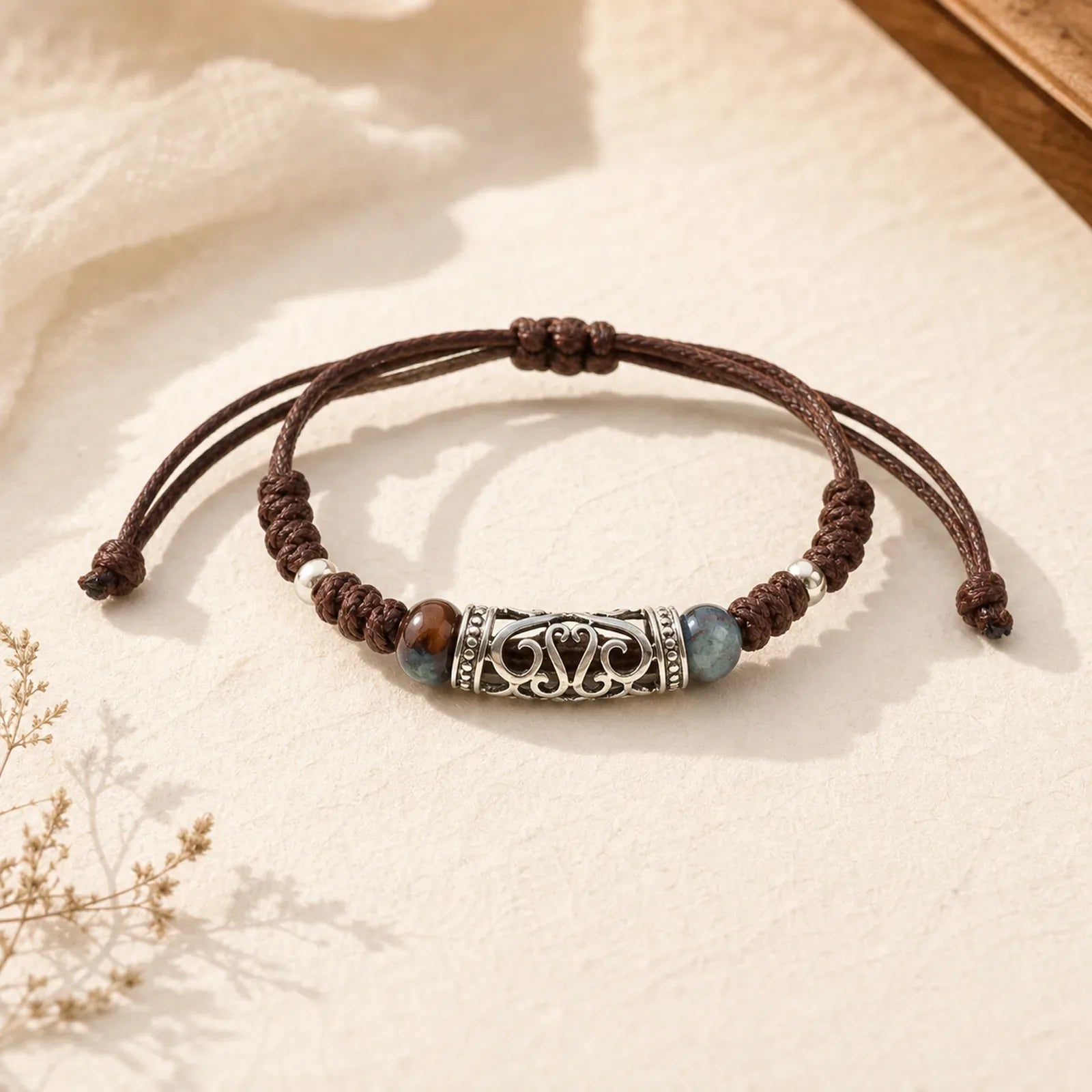 Tibet Ceramic Bead Wealth String Bracelet featuring Copper