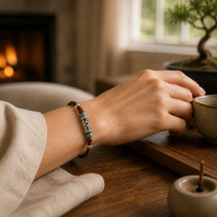 Tibet Ceramic Bead Wealth String Bracelet featuring Copper