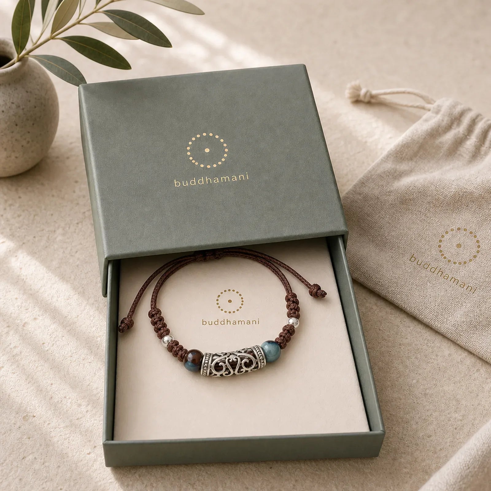 Tibet Ceramic Bead Wealth String Bracelet featuring Copper