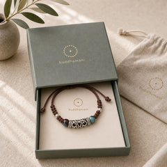 Tibet Ceramic Bead Wealth String Bracelet featuring Copper