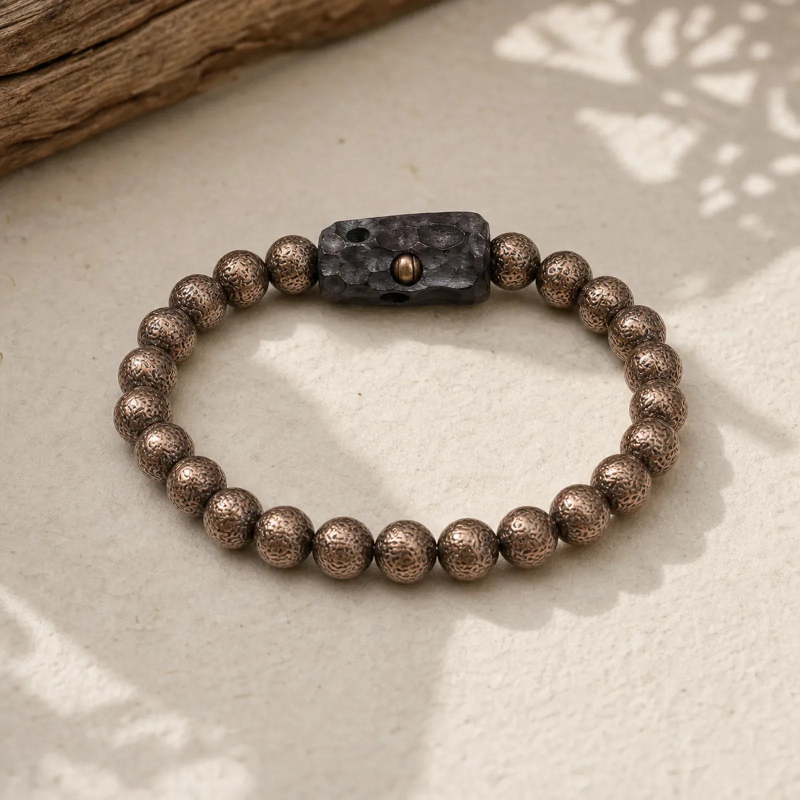 Tibet Ebony Wood Copper Peace Balance Beaded Bracelet featuring Ebony Wood, Ebony, Copper