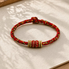 Tibet Handmade Chinese Zodiac Natal Buddha Luck Strength Braided String Bracelet featuring Dragon, Horse, Red String