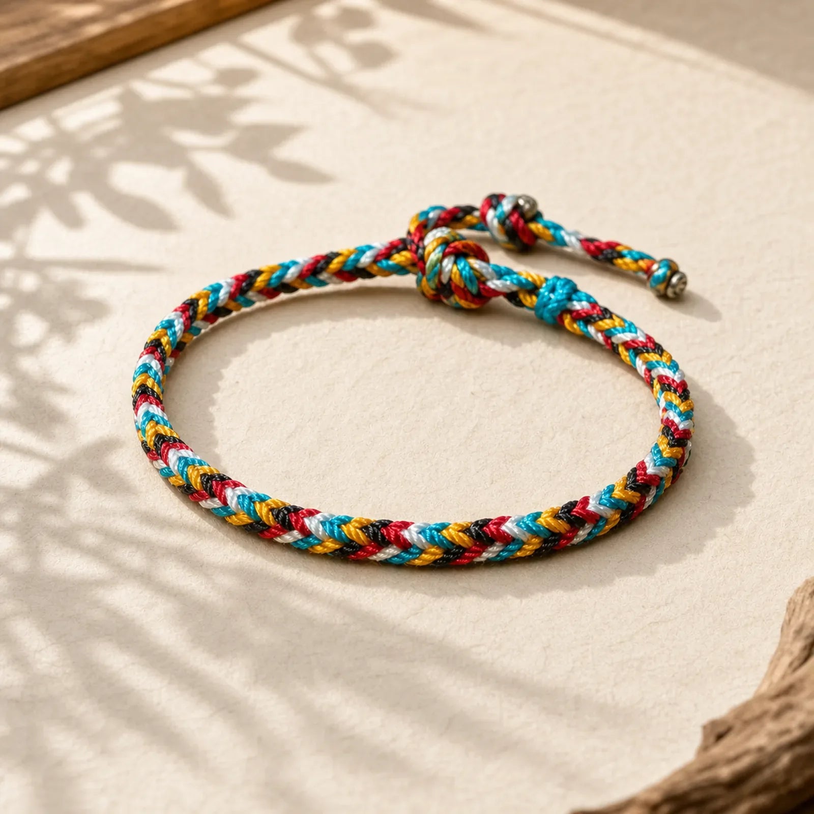 Tibet Handmade Five Color Thread Protection Braid String Bracelet featuring Red String
