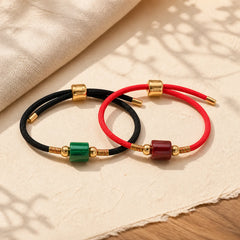 Tibet Handmade Green Aventurine Red Stone Malachite Luck Protection Braided Rope Bracelet featuring Green Aventurine, Malachite, Red String