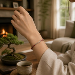 Tibet Handmade Multicolored Bamboo Protection Braided String Bracelet featuring Bamboo, Red String, Copper