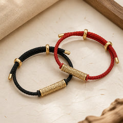 Tibet Handmade Tai Sui Rope Protection Strength Braided Bracelet featuring Red String, Copper