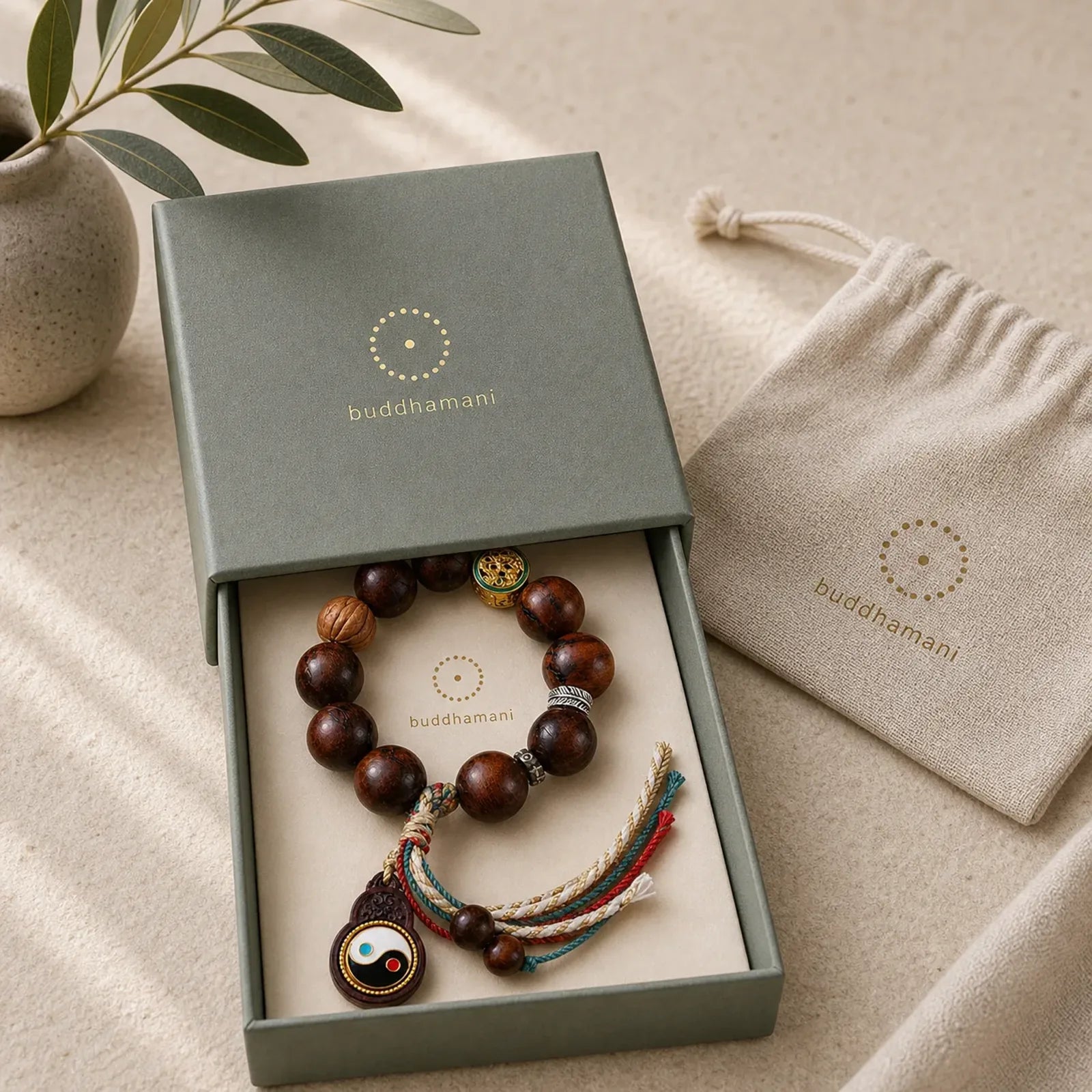 Tibet Lightning Struck Jujube Wood Yin Yang Luck Bracelet featuring Lightning Struck Jujube Wood, Jujube Wood, Yin Yang Symbol