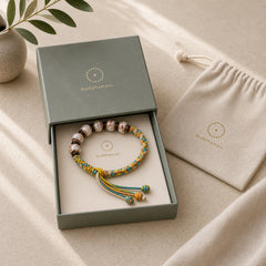 Tibet Liuli Glass Wishing Health And Safety String Bracelet featuring Five Elements