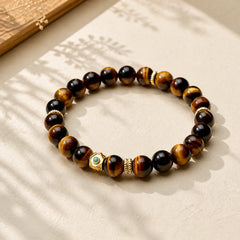 Tibet Natural Tiger Eye Bead Strength Bracelet featuring Tiger Eye