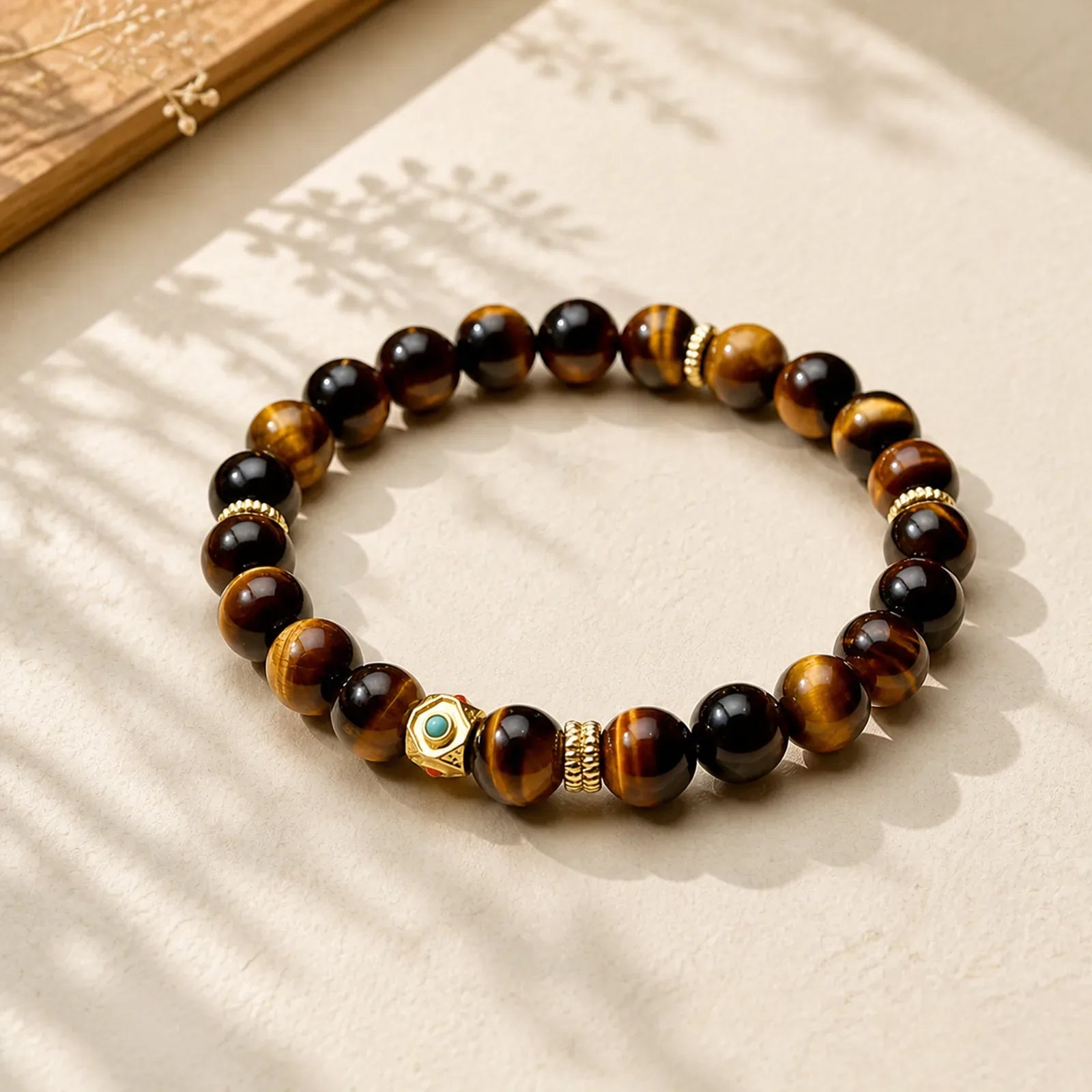 Tibet Natural Tiger Eye Bead Strength Bracelet featuring Tiger Eye