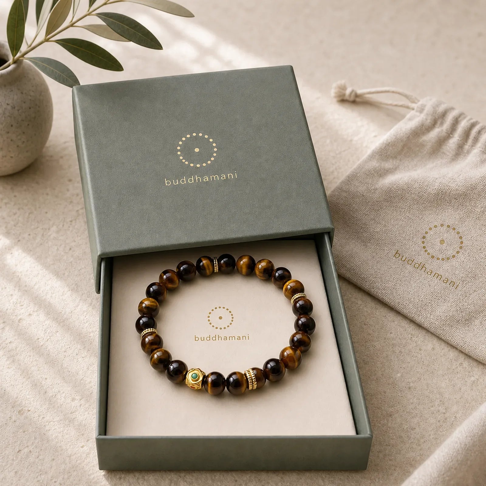 Tibet Natural Tiger Eye Bead Strength Bracelet featuring Tiger Eye