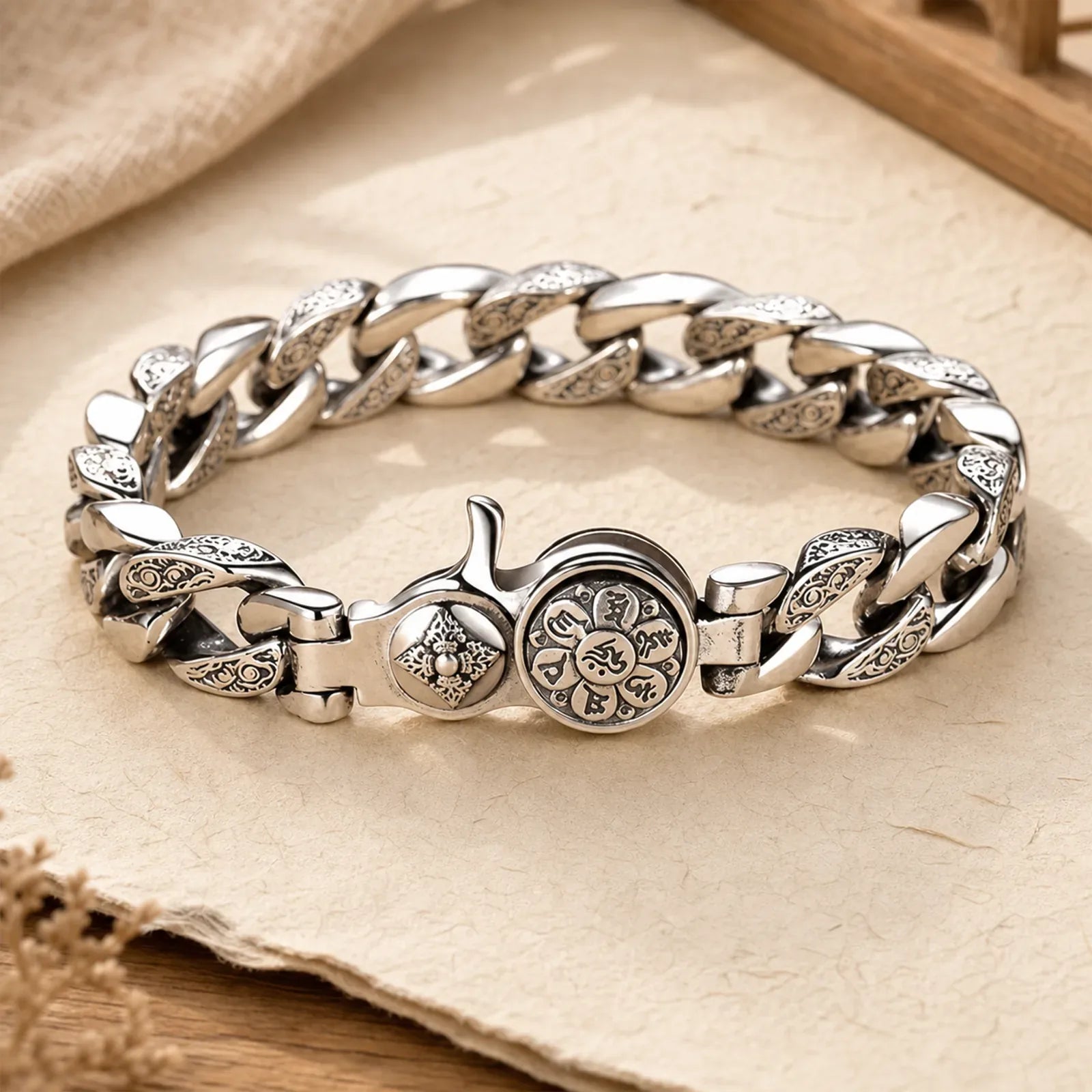 Tibet Om Mani Padme Hum Double Dorje Vajra Creativity Bracelet featuring Om Mani Padme Hum, Om, Vajra