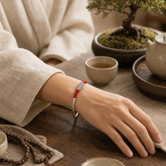 Tibet Om Mani Padme Hum Luck Red String Bracelet Bangle featuring Om Mani Padme Hum, Om, Red String