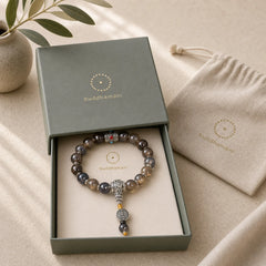 Tibet Om Mani Padme Hum Prayer Wheel Dorje Vajra Engraved Glass Bead Wisdom Bracelet (Extra 35% Off | USE CODE: FS35) featuring Om Mani Padme Hum, Om, Vajra