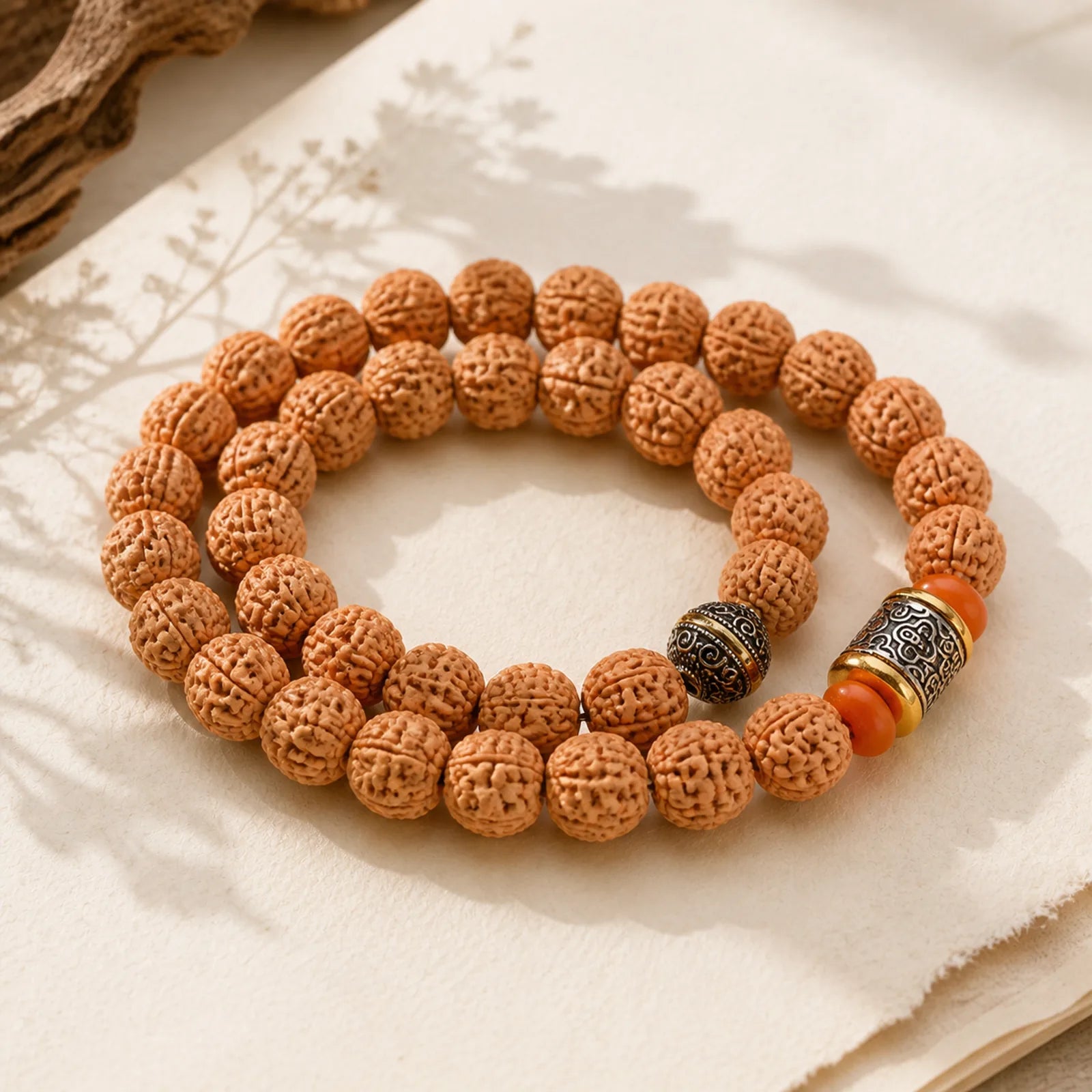 Tibet Rudraksha Bodhi Seed Wealth Auspiciousness Bracelet featuring Bodhi Seed, Turquoise, Gold Sheen Obsidian