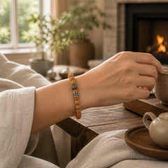 Tibet Rudraksha Bodhi Seed Wealth Auspiciousness Bracelet featuring Bodhi Seed, Turquoise, Gold Sheen Obsidian