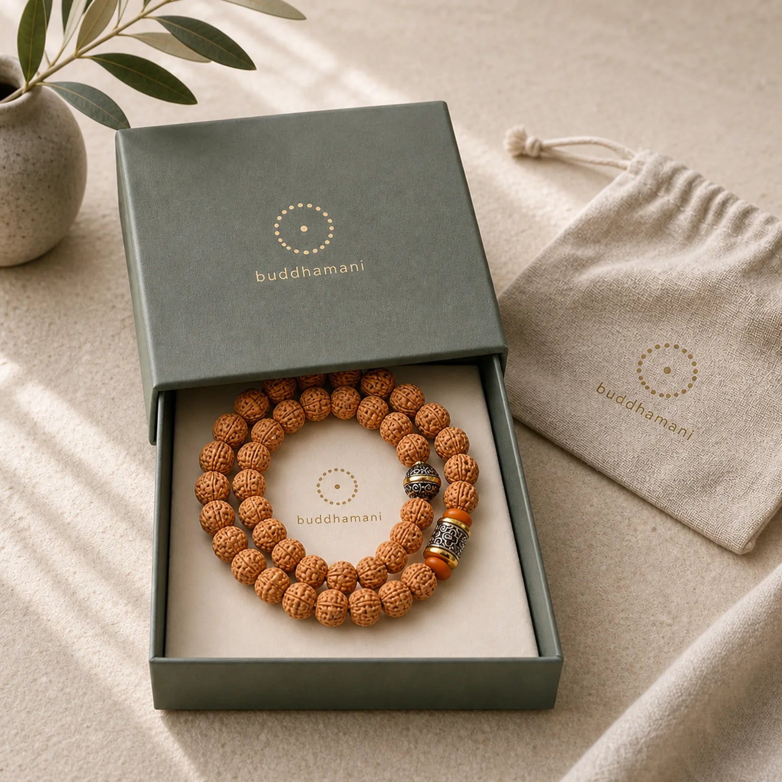 Tibet Rudraksha Bodhi Seed Wealth Auspiciousness Bracelet featuring Bodhi Seed, Turquoise, Gold Sheen Obsidian