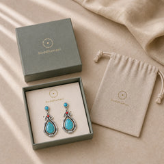 Tibet Vintage Turquoise Waterdrop Strength Drop Dangle Earrings Clips featuring Turquoise, Copper, Silver