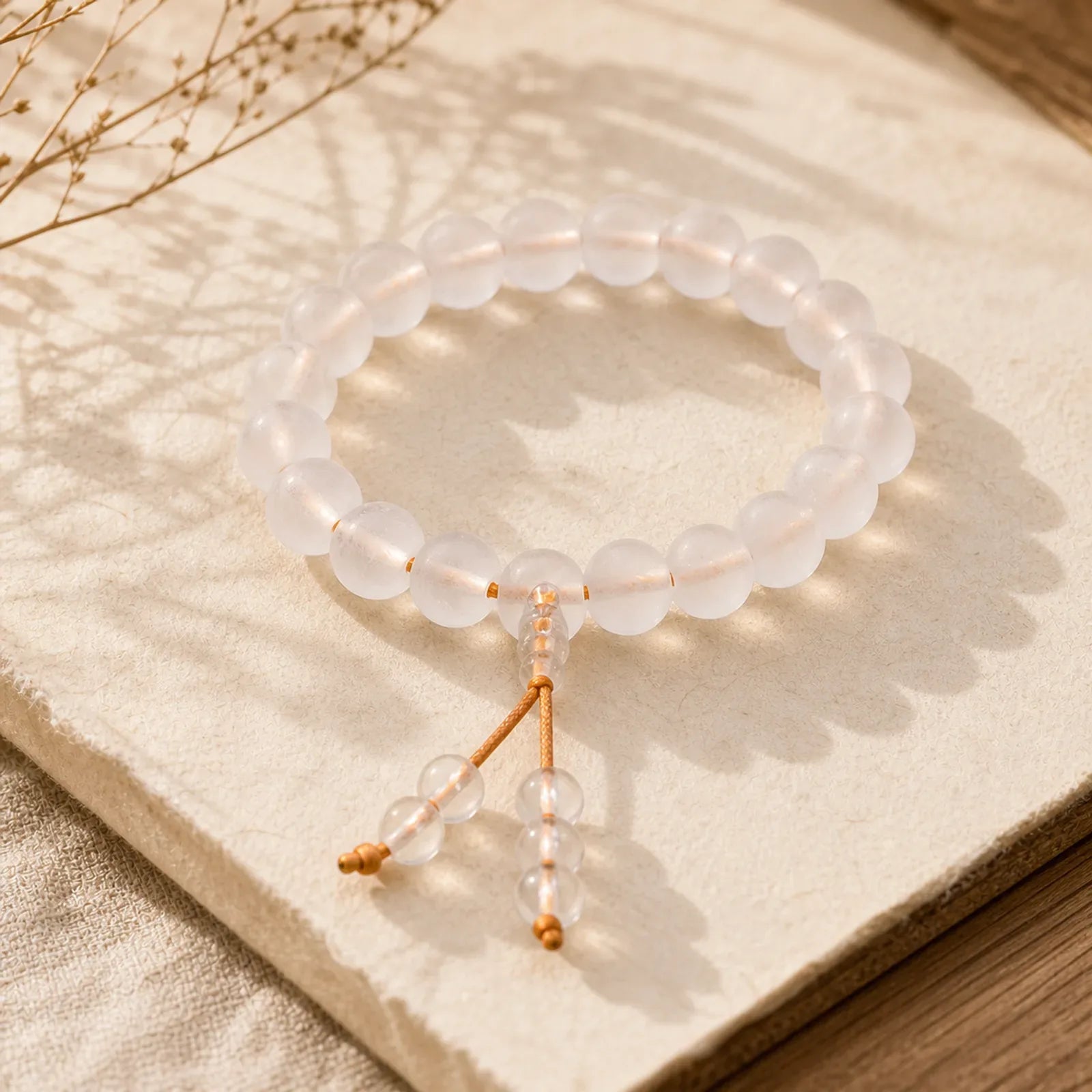Tibet White Crystal Black Onyx Om Mani Padme Hum Meditation Bracelet featuring Clear Quartz / White Crystal, Black Onyx, Om Mani Padme Hum