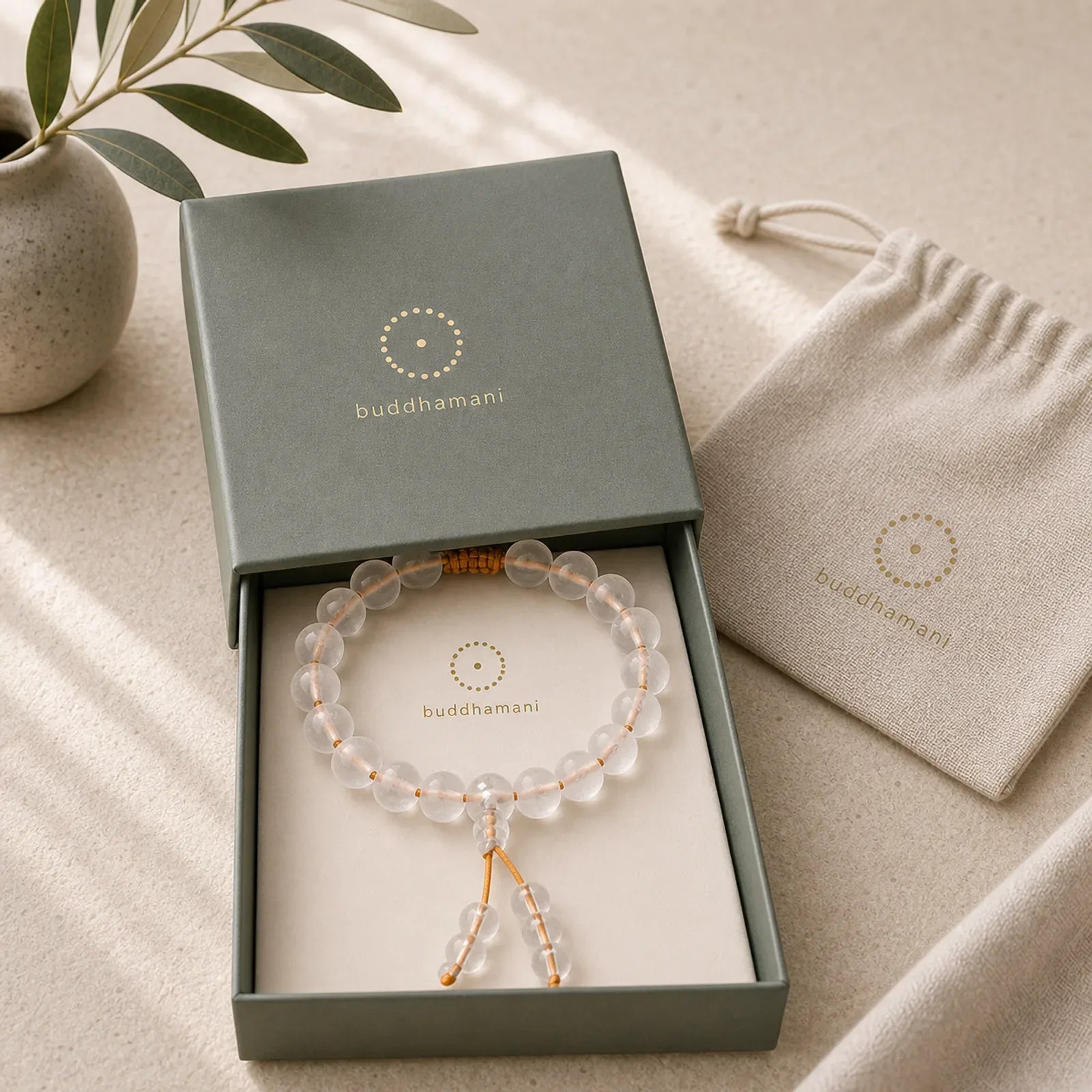 Tibet White Crystal Black Onyx Om Mani Padme Hum Meditation Bracelet featuring Clear Quartz / White Crystal, Black Onyx, Om Mani Padme Hum