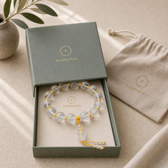 Tibet White Crystal Half Demon Half Buddha Heart Sutra Lotus Healing Bracelet featuring Clear Quartz / White Crystal, Lotus