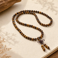 Tibetan 108 Natural Tiger Eye Gemstone Beads Prayer Mala Bracelet Necklace featuring Tiger Eye